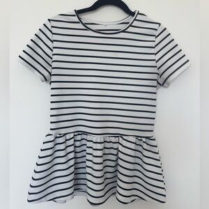 Women’s Peplum Striped White & Black Blouse Top